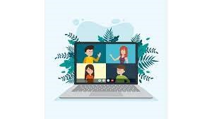 illustration of computer screen with people in virtual meeting